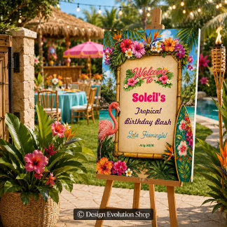 Poster Vamos Sinal de Boas-Vindas da Praia Tropical Luau 