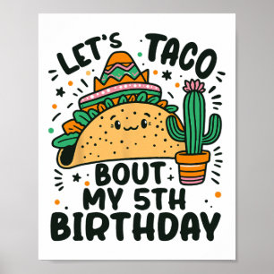 Poster Vamos Taco Sobre Meu 5 Aniversário Festa Mexicana