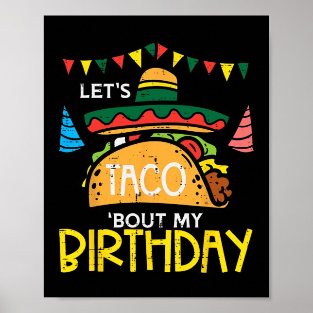 Poster Vamos Taco Sobre Meu Aniversário Festa Mexicana En (Frente)