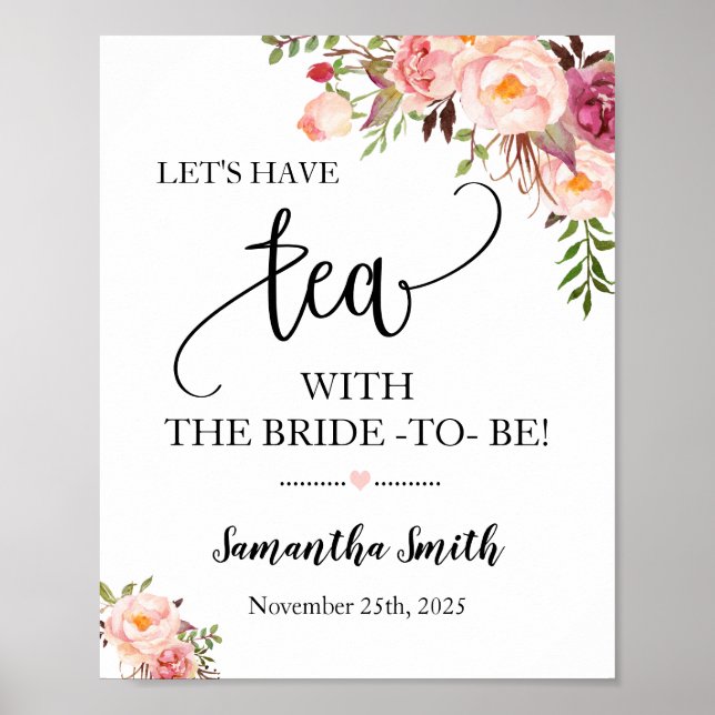 Poster Vamos tomar chá com a noiva para um casamento boho (Frente)