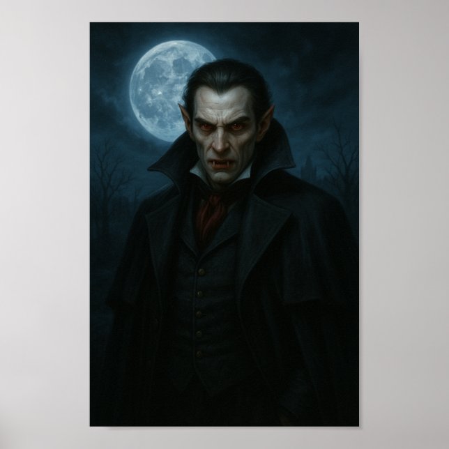 Poster Vampiro à Lua - Elegância com mordida (Frente)