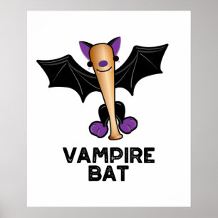Poster Vampiro Bat Funny Baseball Pun