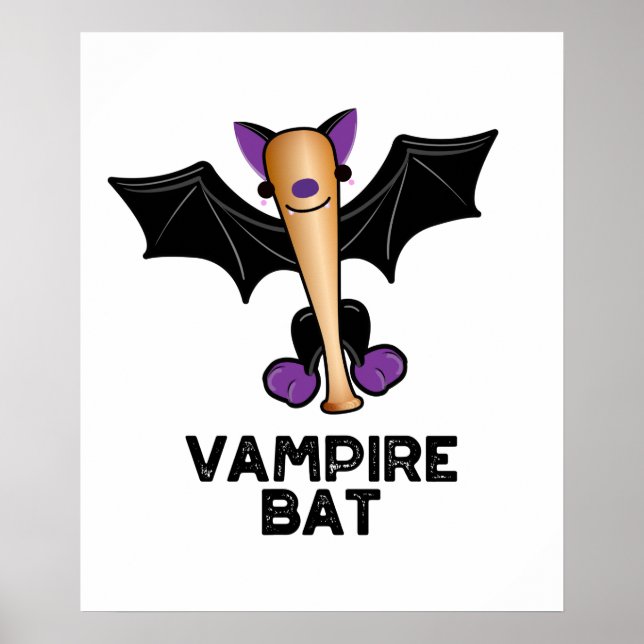 Poster Vampiro Bat Funny Baseball Pun (Frente)