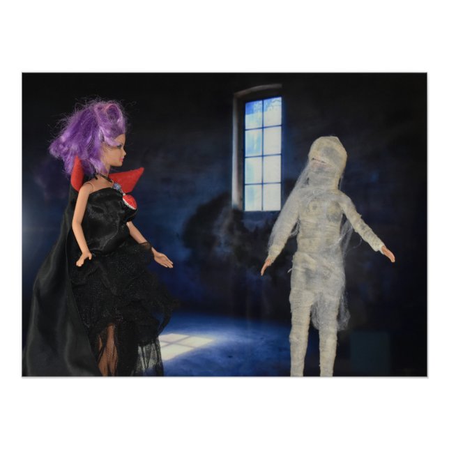 Pôster Vampiro e mamãe na caça. Dia das Bruxas (Frente)