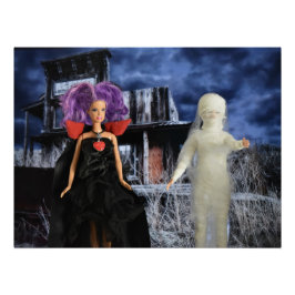 Pôster Vampiro e mamãe na caça. Dia das Bruxas