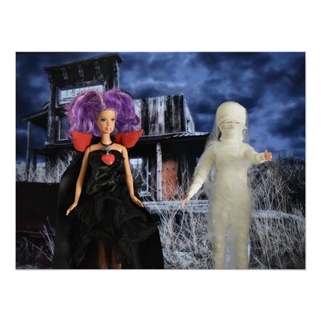 Pôster Vampiro e mamãe na caça. Dia das Bruxas (Frente)