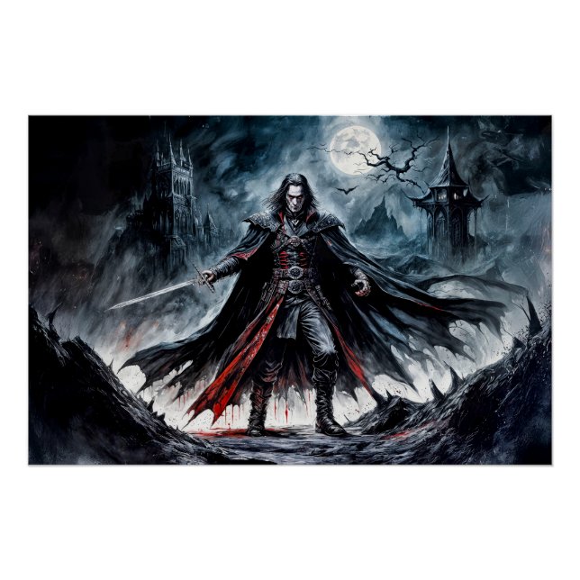 Pôster Vampiro Guerreiro em Moonlit Ruins (Frente)