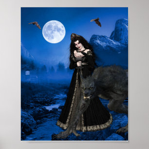 Poster Vampiro Lobisomem Encantando Halloween Ful Moom
