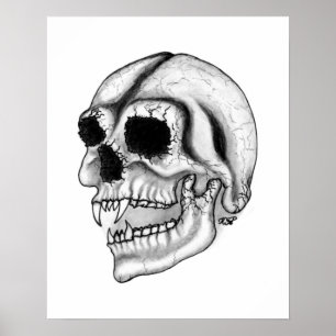 Poster Vampiro skull black and design white