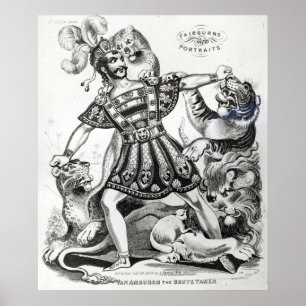 Pôster Van Amburgh o mais doméstico brutal, 1838