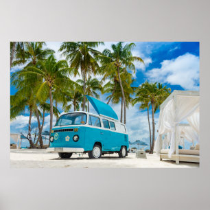 Poster van azul e branca na praia