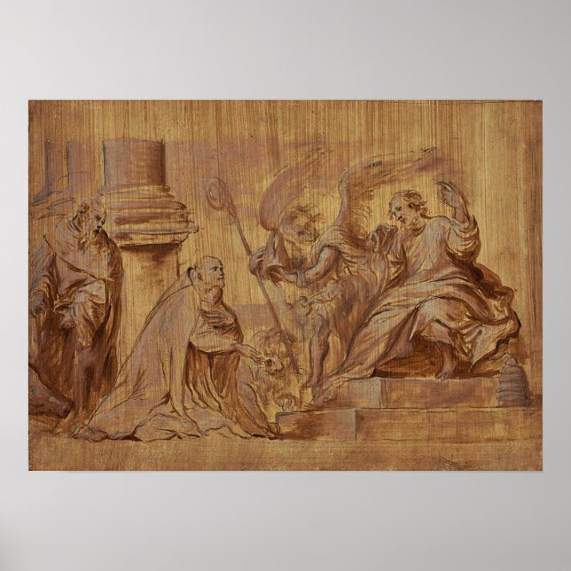 Poster Van Dyck - Anoniem, Um Bispo A Ajoelhar Antes Do S (Frente)