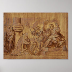 Poster Van Dyck - Anônimo Um Bispo Ajoelhado Diante de Sã