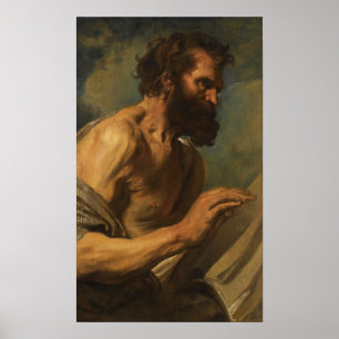 Poster Van Dyck - Estudo de um homem barbado com mãos lev