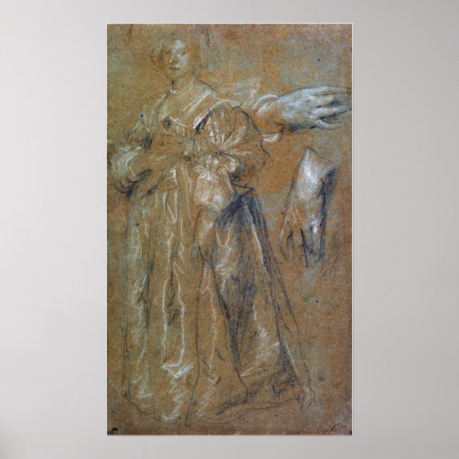 Poster Van Dyck - Estudo Para Um Retrato De Uma Senhora (Frente)