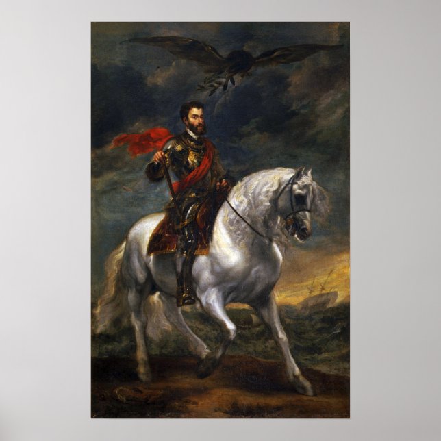 Poster Van Dyck - Retrato Equestre Do Imperador Charles.. (Frente)
