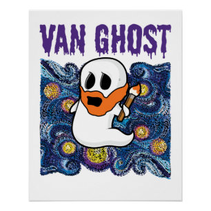 Pôster Van Ghost Funny Art Halloween Van Gogh