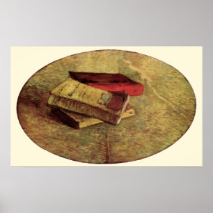 Pôster Van Gogh; Ainda vida com três livros, arte do