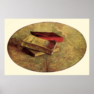 Pôster Van Gogh; Ainda vida com três livros, arte do