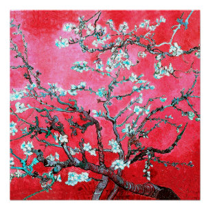 Pôster Van Gogh Almond Blossomo Azul Vermelho
