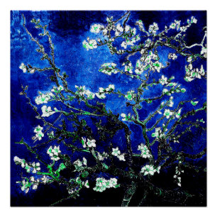 Pôster Van Gogh Almond Blossoms azul verde