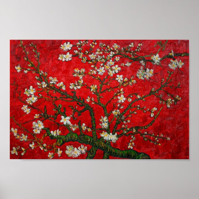 Poster Van Gogh Almond Blossoms Red (Frente)