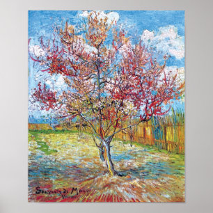 Pôster Van Gogh - árvores de pêssego cor-de-rosa