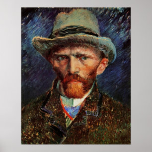 Pôster Van Gogh; Autorretrato com Chapéu de Feltro Cinza