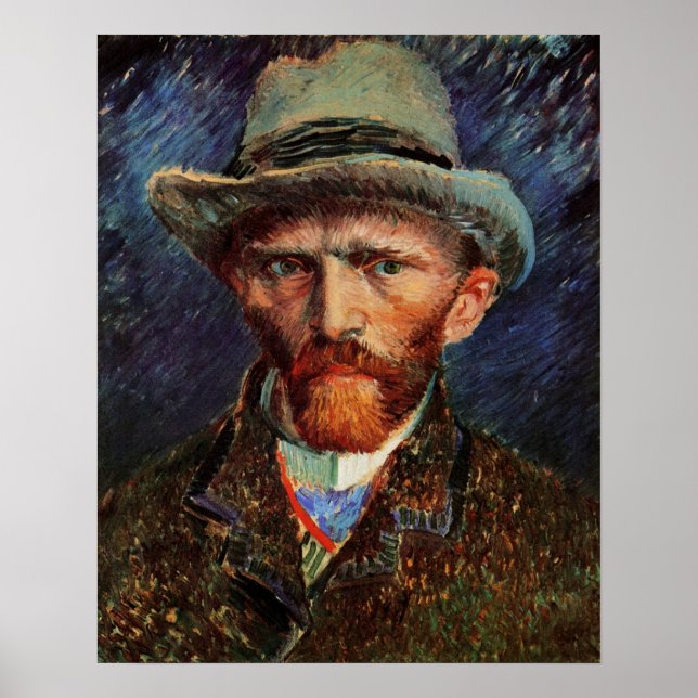 Pôster Van Gogh; Autorretrato com Chapéu de Feltro Cinza (Frente)