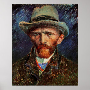 Pôster Van Gogh; Autorretrato com Chapéu de Feltro Cinza