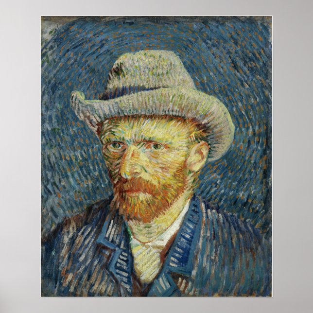 Poster Van Gogh - Autorretrato com Chapéu de Feltro Cinza (Frente)