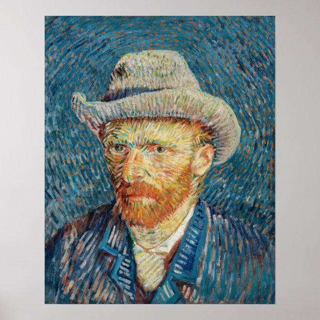 Poster Van Gogh - Autorretrato com um chapéu de feltro de (Frente)
