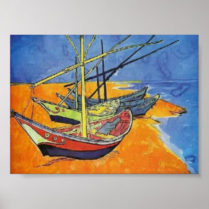 Pôster Van Gogh - Barcos de Pesca na Praia
