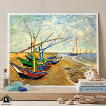 Van Gogh Barcos de Pesca na Praia de Saintes Marie