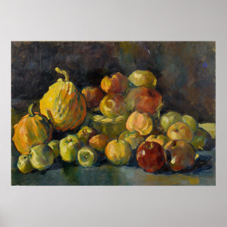 Poster Van Gogh Basket of Apples and Two Pumpkins