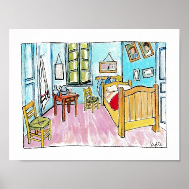 Poster Van Gogh Bedroom homenageia a pintura por mim. (Frente)