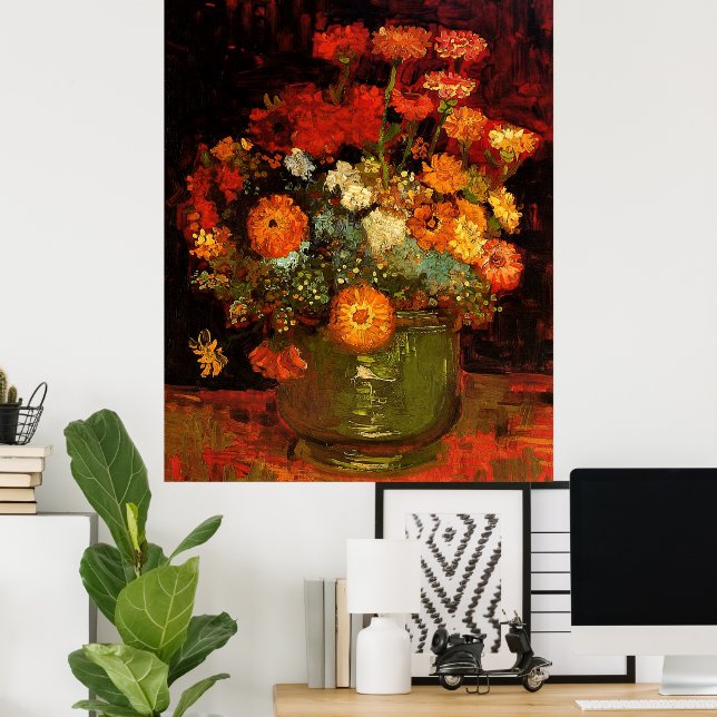 Poster Van Gogh - Boliche com Zinnias (Escritório em casa)