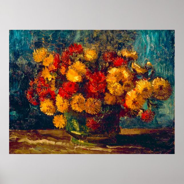 Poster Van Gogh Bowl with Chrysanthemums  (Frente)