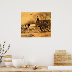 Poster Van Gogh - Burro e Carrinho