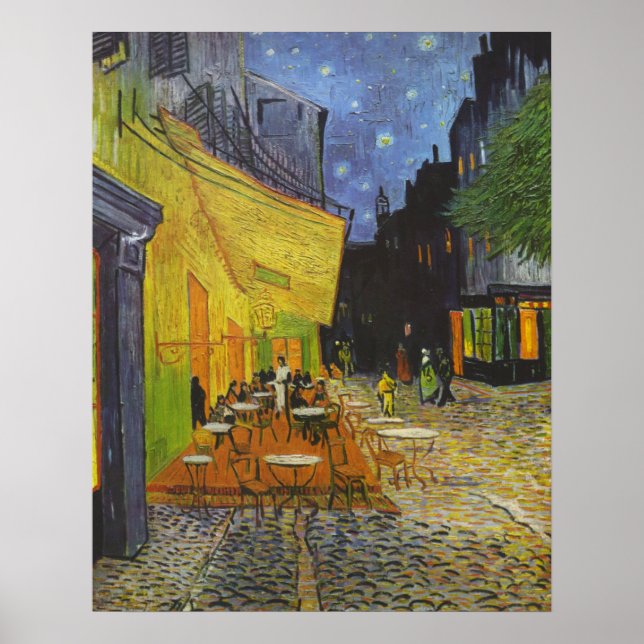 Pôster Van Gogh Cafe Terrace Posta-Impressionista Pintura (Frente)