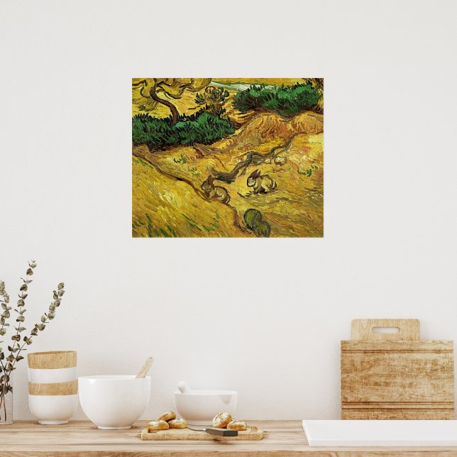 Poster Van Gogh - Campo com Dois Coelhos (Cozinha)