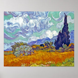 Pôster Van Gogh - Campo de Trigo com Ciprestes