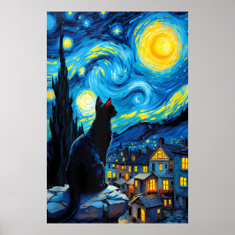 Poster van Gogh Cat Art