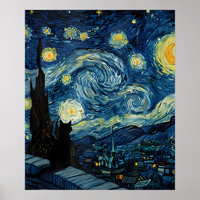 Poster van Gogh Cat Art (Frente)
