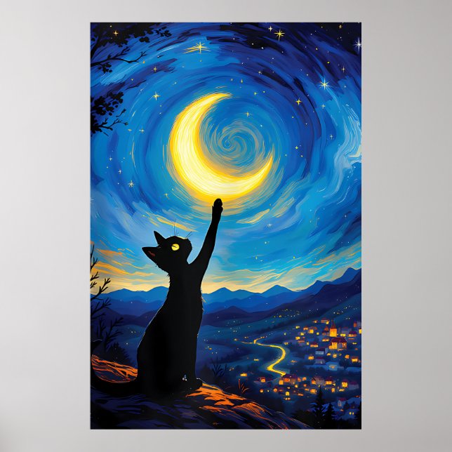 Poster van Gogh Cat Art (Frente)