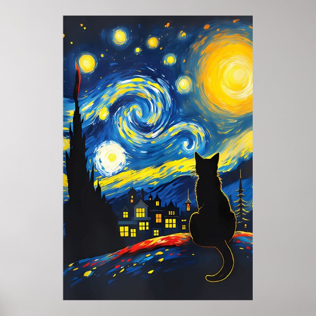 Poster van Gogh Cat Art (Frente)