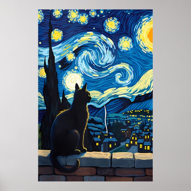 Poster van Gogh Cat Art (Frente)