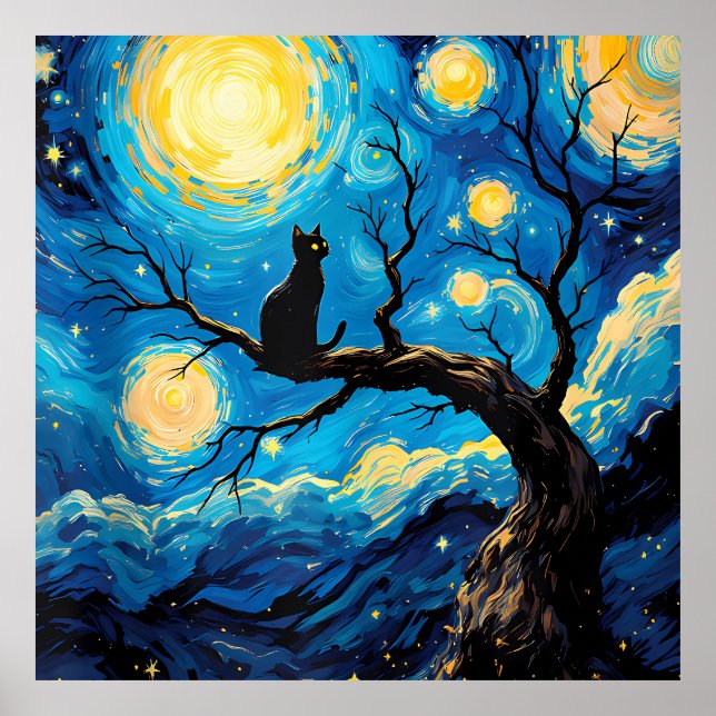Poster van Gogh Cat Art (Frente)