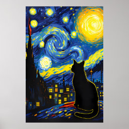 Poster van Gogh Cat Art