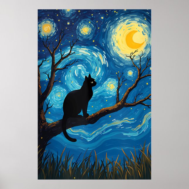 Poster van Gogh Cat Art (Frente)